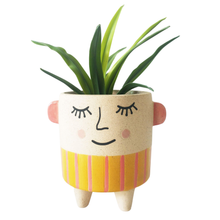 Load image into Gallery viewer, Sleepy Eyed Yellow Planter
